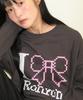 RONRON I Ribbon Over Fit Long Sleeve T Shirt Charcoal