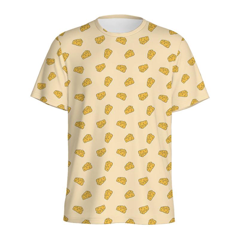 Cartoon Kaas Chocolade Patroon T-shirt Voor Mannen Kinderen 3D Geprint T-shirt Zomer Losse Korte Mouw Tops Straat Ronde Hals T-shirts