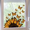 Vintage Colorful Sunflower Butterfly Window Static Stickers, Self-Adhesive Double-Sided Visible Decor for Bedroom Dorm Room Decoration
