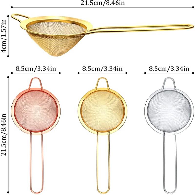 Cocktail Strainer Stainless Steel Tea Strainers Conical Food Strainers Fine Mesh Strainer Practical Bar Strainer Tool