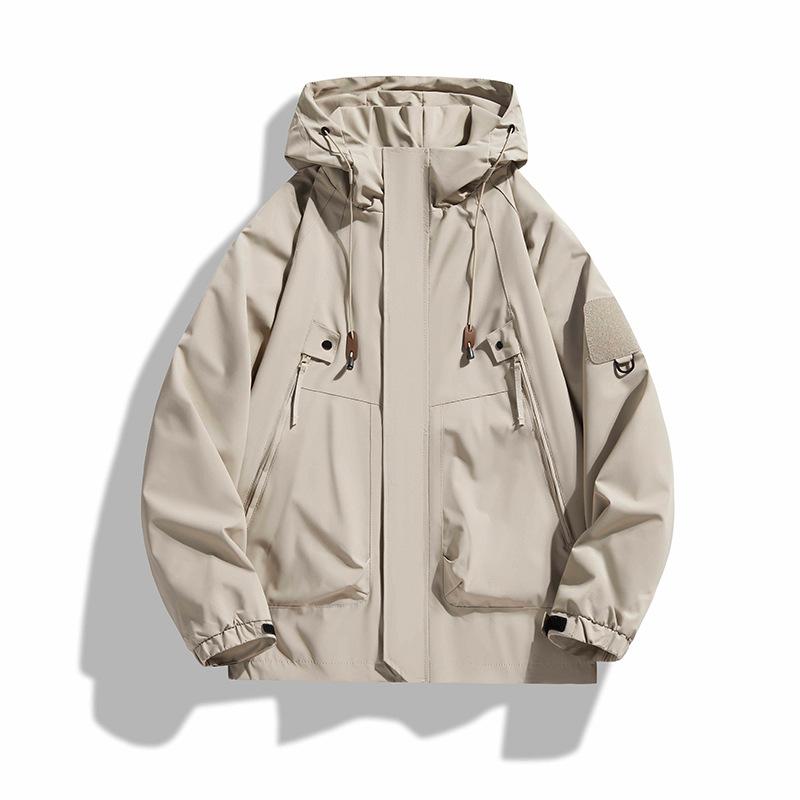Neutrale, winddichte, wasserdichte Jacke mit Kapuze für den Außenbereich, hochwertige, lässige, lockere Streetwear-Windjacke für Herren