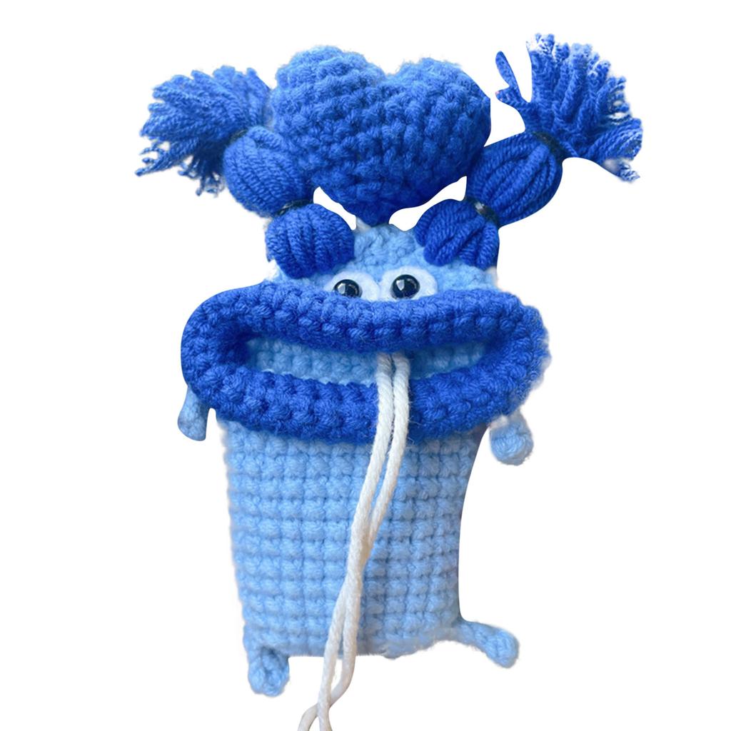 Étui/support de clé au Crochet fait à la main, étui de clé de voiture à bouche de saucisse au Crochet de nouveauté, couverture de clé au Crochet de fil à tricoter à la main mignon