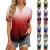 Womens Tops Puff Short Sleeve Shirts Casual V-Neck Summer Tops Button Down Pleated T-Shirts Loose Fit Tunic Blouses