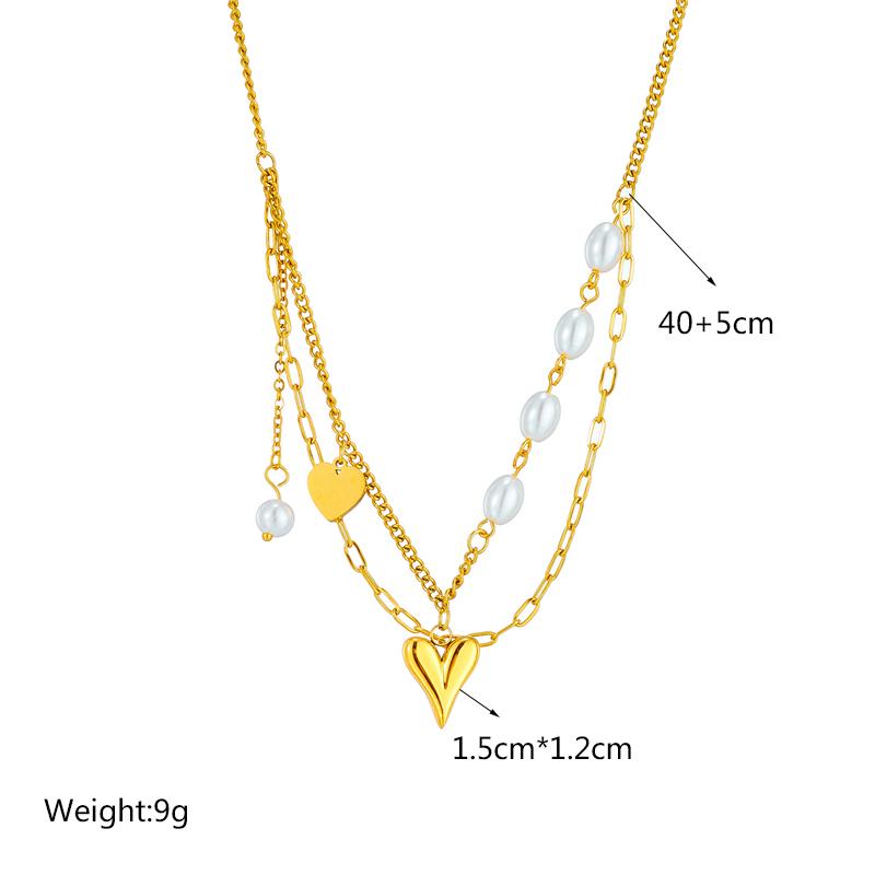 316L Stainless Steel Pearl Heart Butterfly Cross Pendant Necklace For Women Fashion Girls Clavicle Chain Jewelry Gifts CLE