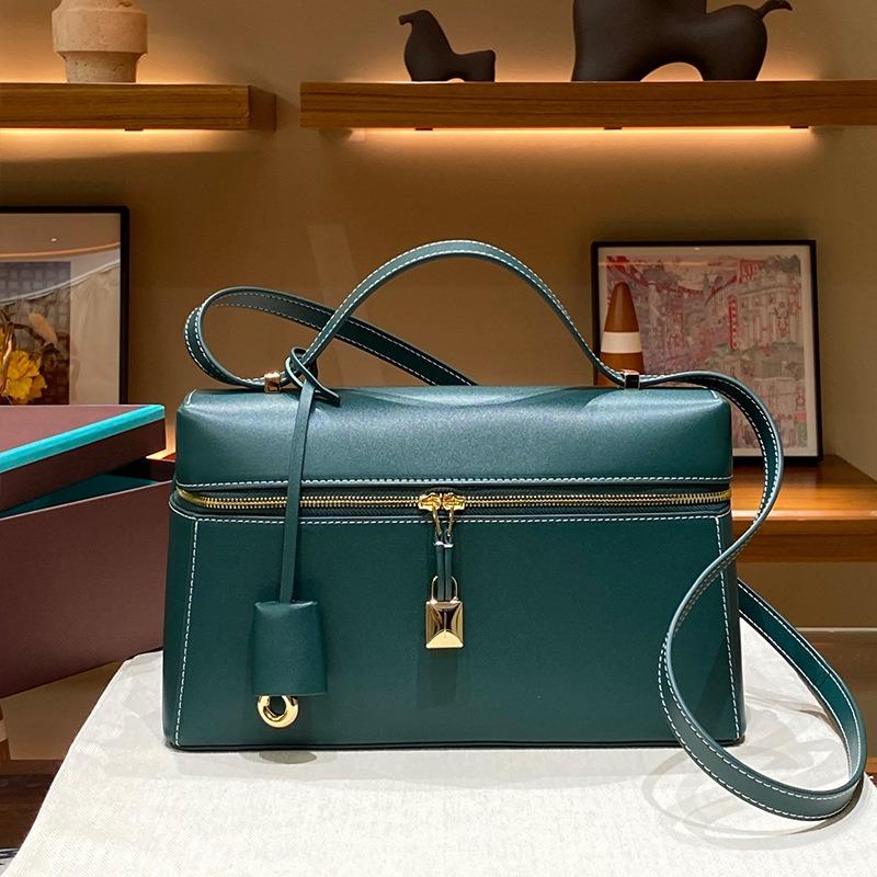 Spring and Summer New Real Cowhide Box Bag Fashionable Commuter Handbag Elegant and High-end Single Shoulder Messenger Women's Bag