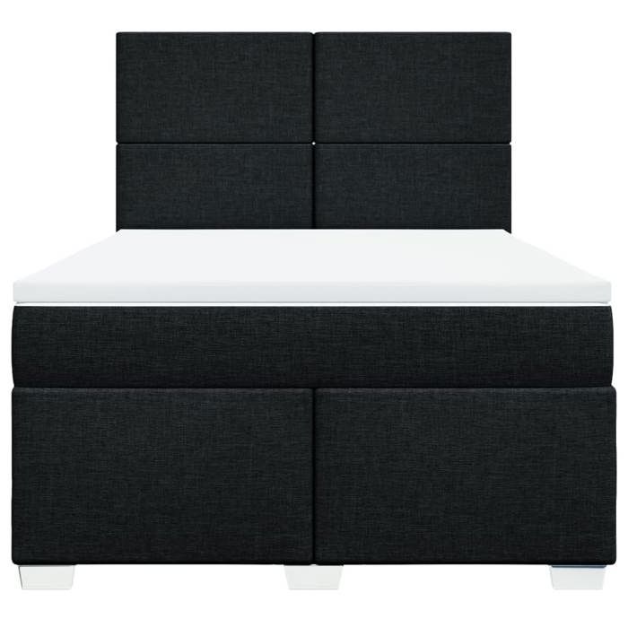 Maison Exclusive - Bed Slat Base with Mattress Black 140x200 Cm Fabric