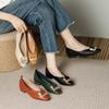 Leather Square Head Single Shoes Metal Buckle Shallow Mouth Flat Heel Mary Jane Single Shoes Fashionable and Simple Commuting Versatile Night