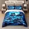 Wolf Fox Theme Custom Text Or Name 3Pcs Bedding Set 1 Flat Sheet & 2 Pillowcases Personalized Home Bedding