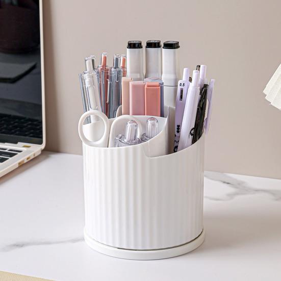360° otočný držák na štětce na make-up 5 přihrádek Kosmetický organizér Květinový design Rotující štětec na make-up