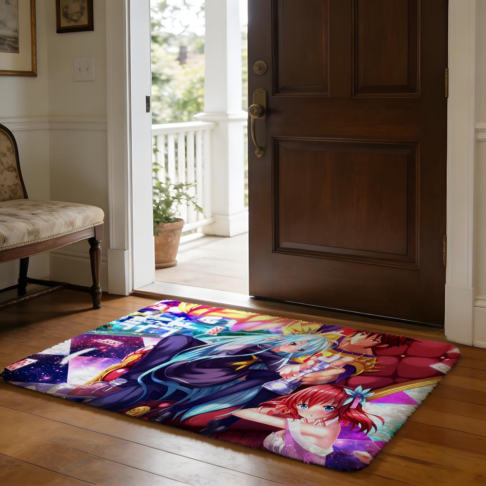 No Game No Life Anime Floor Mat Soft Flannel Absorbent Mat Non-Slip Rug Home Bedroom Bathroom