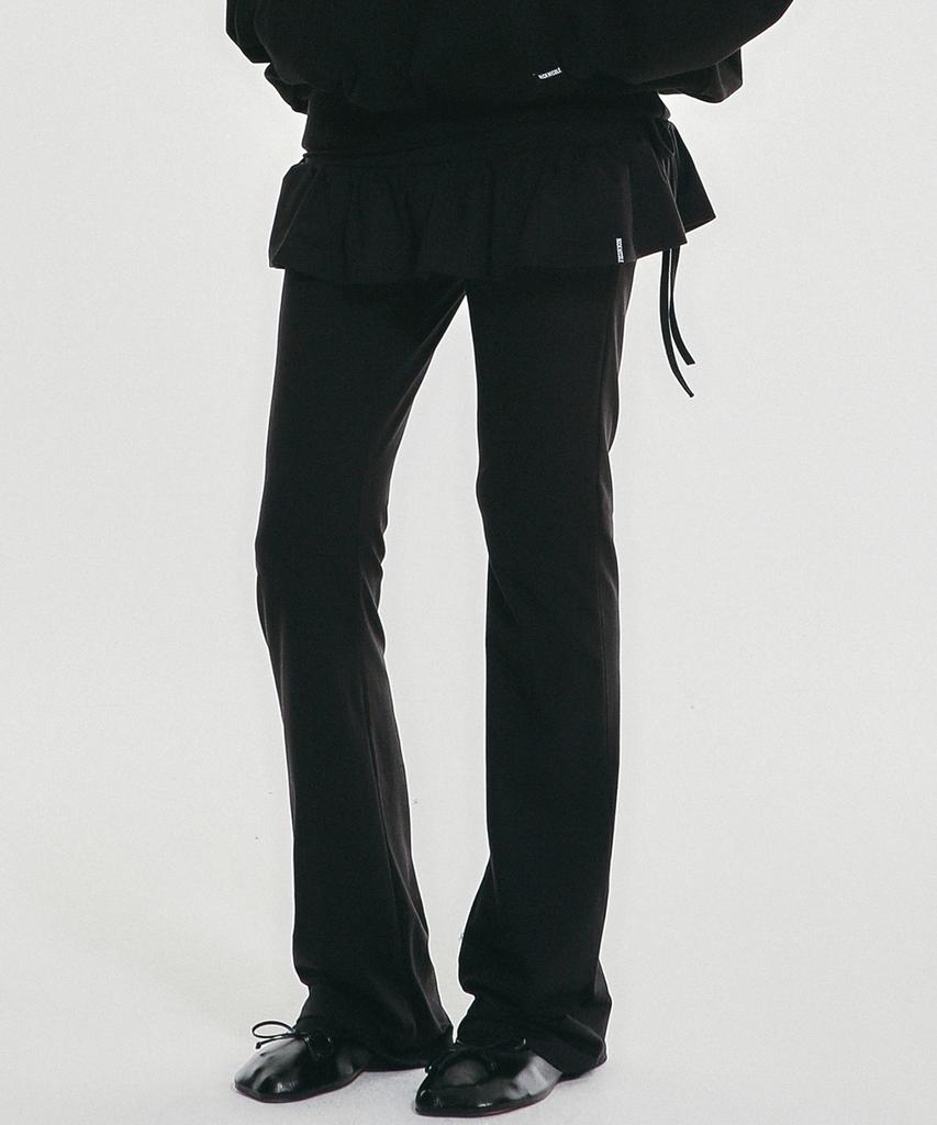 Nigaennikol Layered Ruffle Skirt Pants_Black