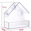 Acrylic Bird Feeder Window Apartment Hanging Bird Feeder with Suction Cup Removable Suction Cup Sliding Feed Tray Parrot Cage
