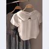 2025 Summer Korean Style Baby Girl Peter Pan Collar Bow T-Shirt