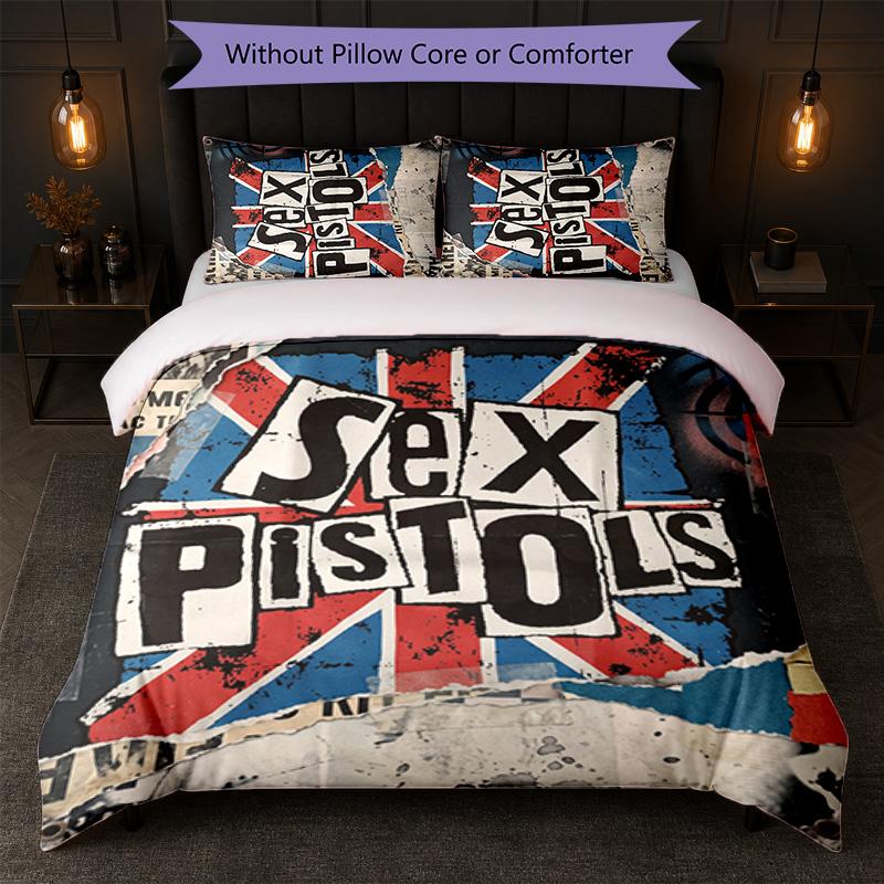 Sex Pistols Print 3Pcs Bedding Set Duvet Cover With Two Pillowcases Soft Bed Linen For Household Bedroom