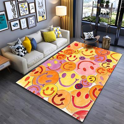 Kleurrijk Vrolijk Gezicht Patroon Tapijt, Abstract Lachend Ontwerp, Woondecoratie Geschikt voor gebruik als antislip voor woonkamer slaapkamer banken