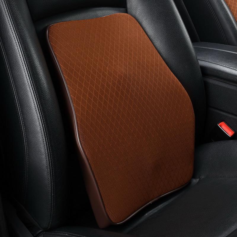 Car Memory Foam Lumbar Pillow Cushion with Wear-resistant Leather Headrest Support for All Seasons.