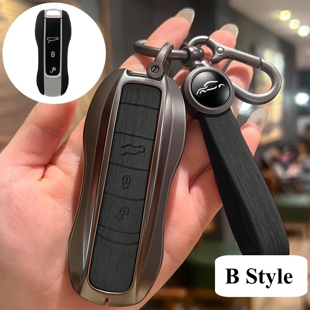 Luxus Echtleder für Porsche Boxster Cayman Panamera Cayenne Macan 718/911 Taycan Autoschlüssel Hülle Schutzhülle Schlüsselanhänger