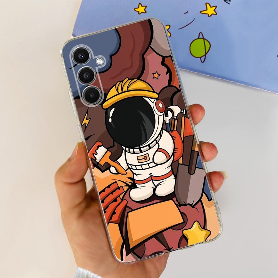 Case For Samsung Galaxy A34 5G 6.6"Cute Cat Astronaut Soft Silicone TPU Cover For Samsung A34 A34 5G Shockproof Phone Case Funda