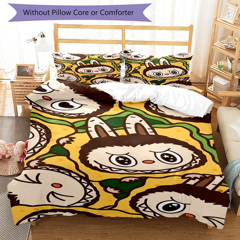 Set Biancheria da Letto Labubu 3 Pezzi Copripiumino Chiusura Include 1 Copripiumino e 2 Federe, Morbido e Confortevole per Tutte le Stagioni.