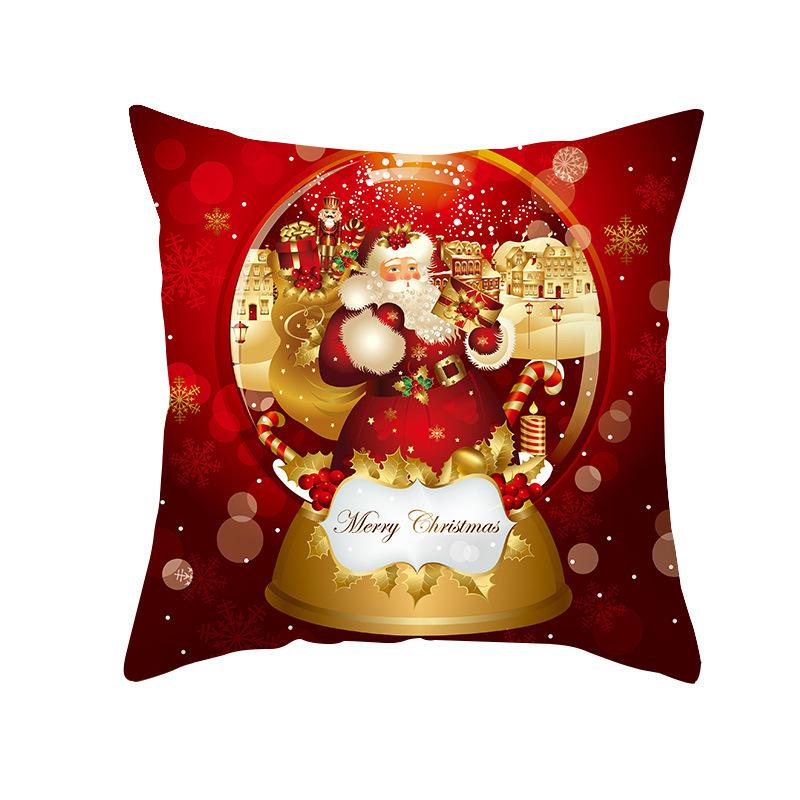 New Christmas Linen Printed Pillowcase Home Living Room Decoration Santa Claus Pillow