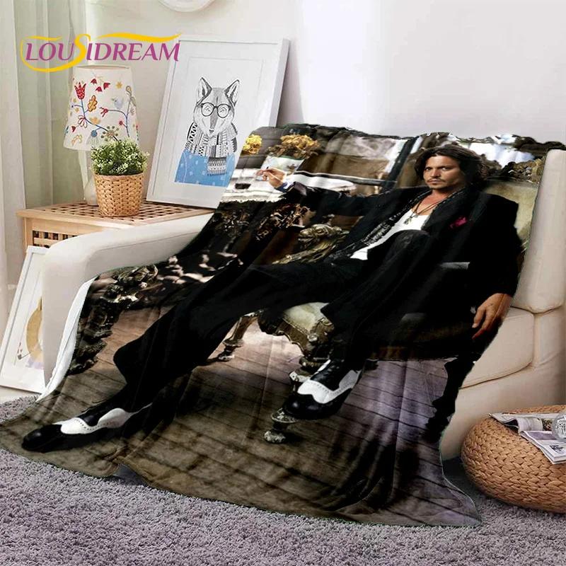 Couvertures Douces HD Étoile Johnny Depp Impression 3D, Couverture Jetée pour Garder au Chaud Couverture Confortable pour Pique-nique Lits Canapé Maison Chambre à Coucher Cadeau