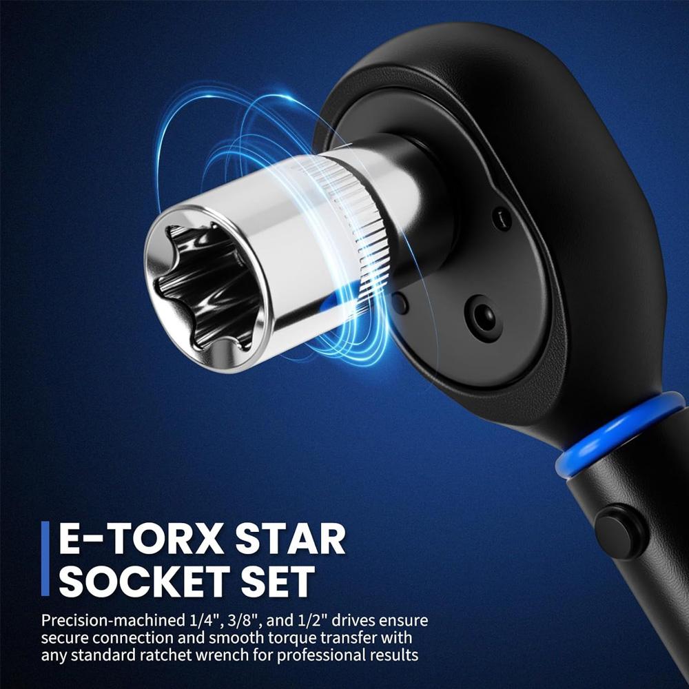 Jeu de 14 douilles E-Star Torx femelles, E4-E24 Douilles hexagonales extérieures, pour mécaniciens de réparation automobile, kit d'outils à main durable et polyvalent