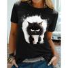 Women's T Shirt Tee Cat Daily Weekend Black 3D Print Short Sleeve  Funny Round Neck  T-Shirts