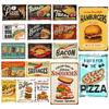 1pc Sandwiches Dlicious Burgers Pizza Hot Dog Fast Food Metal Signs, Retro Wall Decor for Home Kitchen Restaurant Bar 12x8 Inch