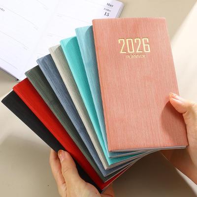 2026 A6 Leather Weekly Planner: Cross-Border Portable English Diary & Annual Calendar Notebook