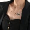Holiday Style Necklace, Fashionable Light Luxury Cross Pendant, Fringed Long 3-Piece Set Item.