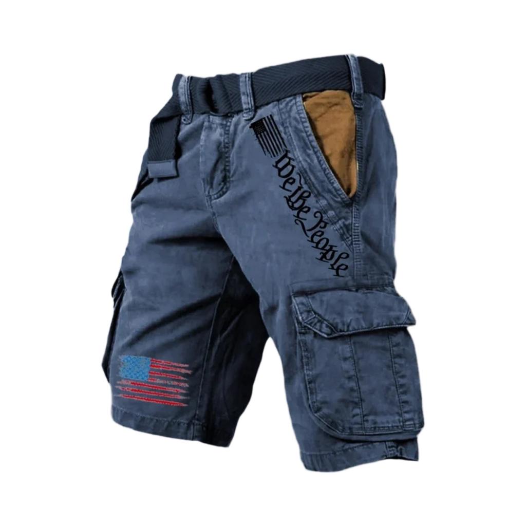 Pantaloni de lucru casual sport pentru bărbați cu buzunare multiple Pantaloni la modă pentru bărbați cu imprimeu steag-litere