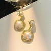 Baroque-style Pearl and Rhinestone Gold Earrings