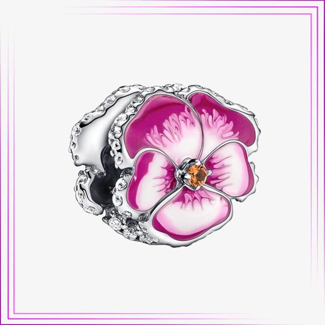 Ciondolo Cuore Fiore Argento Sterling 925 Rosa Fenicottero Palloncino Perline Gatto Car in Argento di Legge Per Nuovo Bracciale