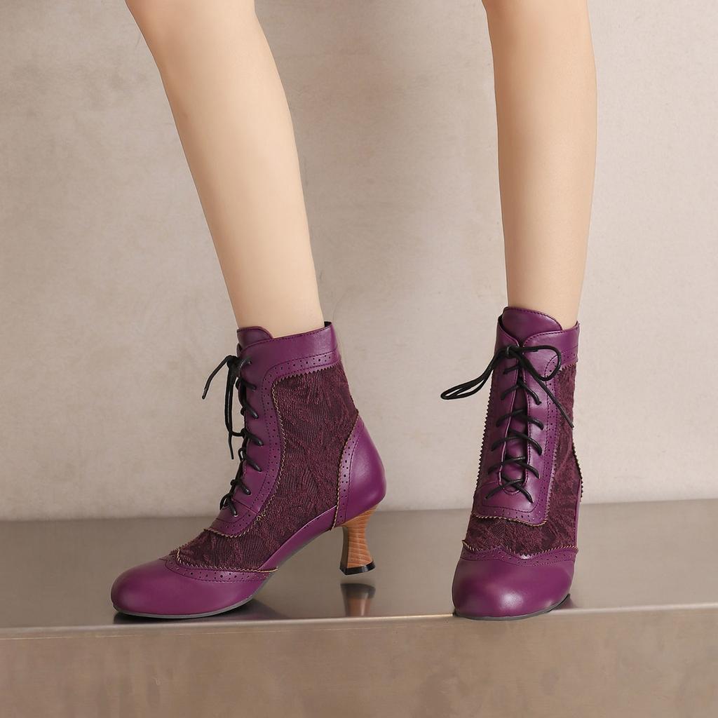 Lace Wedges Women Women'S Fashionable Boots Women'S Classic Low Heel Ankle Boots Shoes For Woman