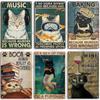 Artisian Black Cat Metal Poster Pet Tin Plate Moggy Decorative Sign Wall Decor Garage Bar Pub Club Hotel Cafe Kitchen Home