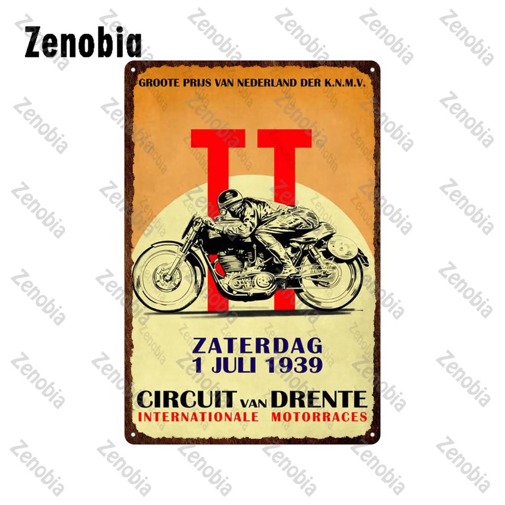 Motorfietsen Metalen Borden Blikken Bord Ace Cafe London Road Race Muurstickers Isle of Man 1962 TT Garage Bar Pub Huis Muurdecoratie