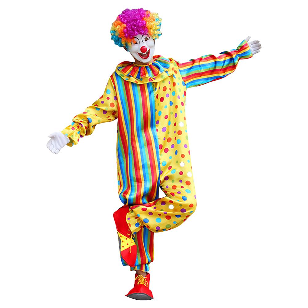 Combinaison de clown arc-en-ciel pour adulte avec un motif coloré vif Ensemble de costume de clown amusant pour taille 165-185cm