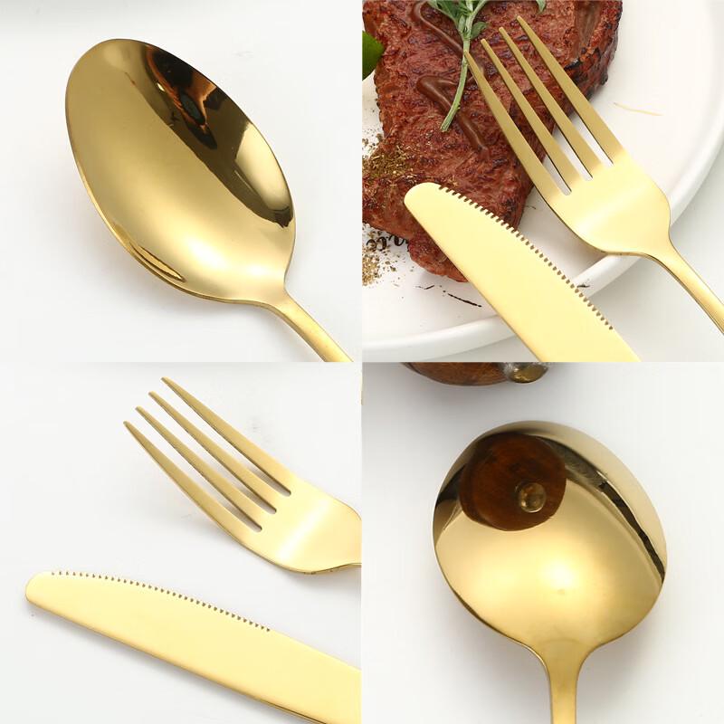 Xihe Silberbesteck-Set mit Bambusgriff und goldener Holzbox (24-teilig)