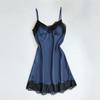 Sexy Nachthemd Kanten Nachtjapon Dames Lingerie Ruglooze Kant V-hals Nachtkleding Imiteren Ijs Zijde Nachthemd Homewear voor Vrouwelijke