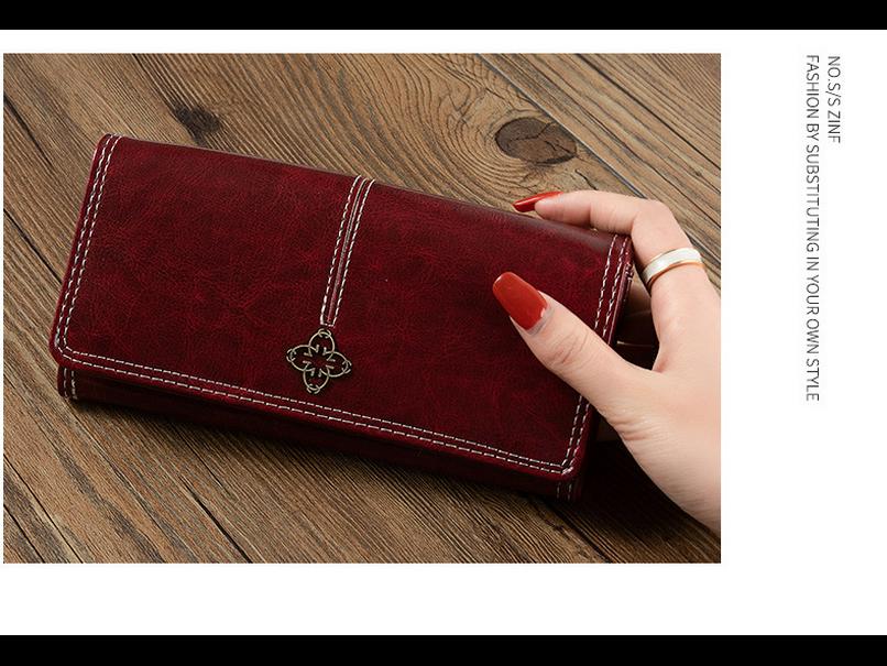 Women's Long Retro Zipper Wallet with Large Capacity and Multi-Card Slots - Two-Fold Student Handbag