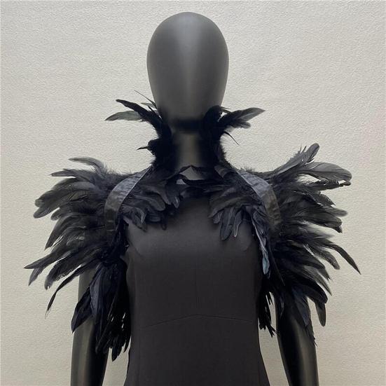 Faux Feather Shawl Shoulder Wrap Cape Soft Adjustable Retro Gothic Collar Cosplay Party Stage Performance Faux Feather Scarf Dancer Costume