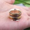 Bague spinner à trois tons, bague spinner en argent sterling 925, bague spinner Fidget, bague anti-stress anxieuse, bague spin de fiançailles, cadeau d’anniversaire,