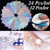 6/12/24Pcs Portable Template Hollow Nail Art Decor Nail Vinyls Laser Sticker Manicure Tool