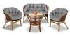Set de grădină 2x122x40cm + 190x40cm pentru un scaun, canapea, leagăn, mobilier din ratan, impermeabil gri
