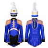 Kids Girls Circus Ringmaster Costume Shiny Sequins Drummer Jumpsuit with Hat Set Marching Band Team Uniform
