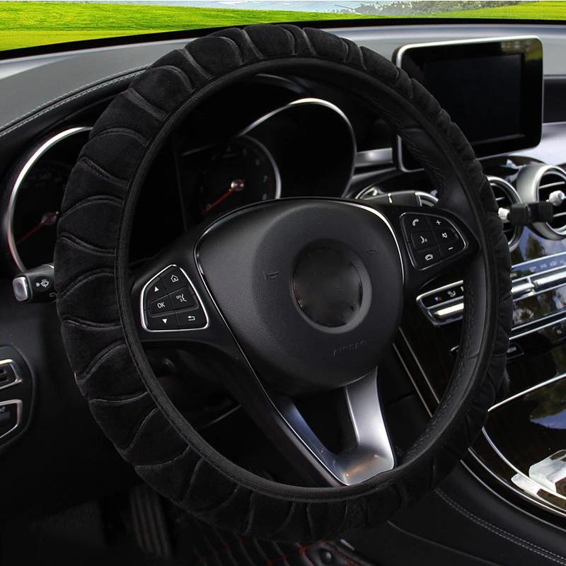 Soft Winter Warm Plush Car Steering Wheel Cover Universal 37-38cm Steering Wheel Cover for Car Auto Interior Accessories 7Colors