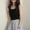 Women's Black Racerback Camisole: Sleeveless, Slim Fit, Crop Tank Top for Spring/Summer