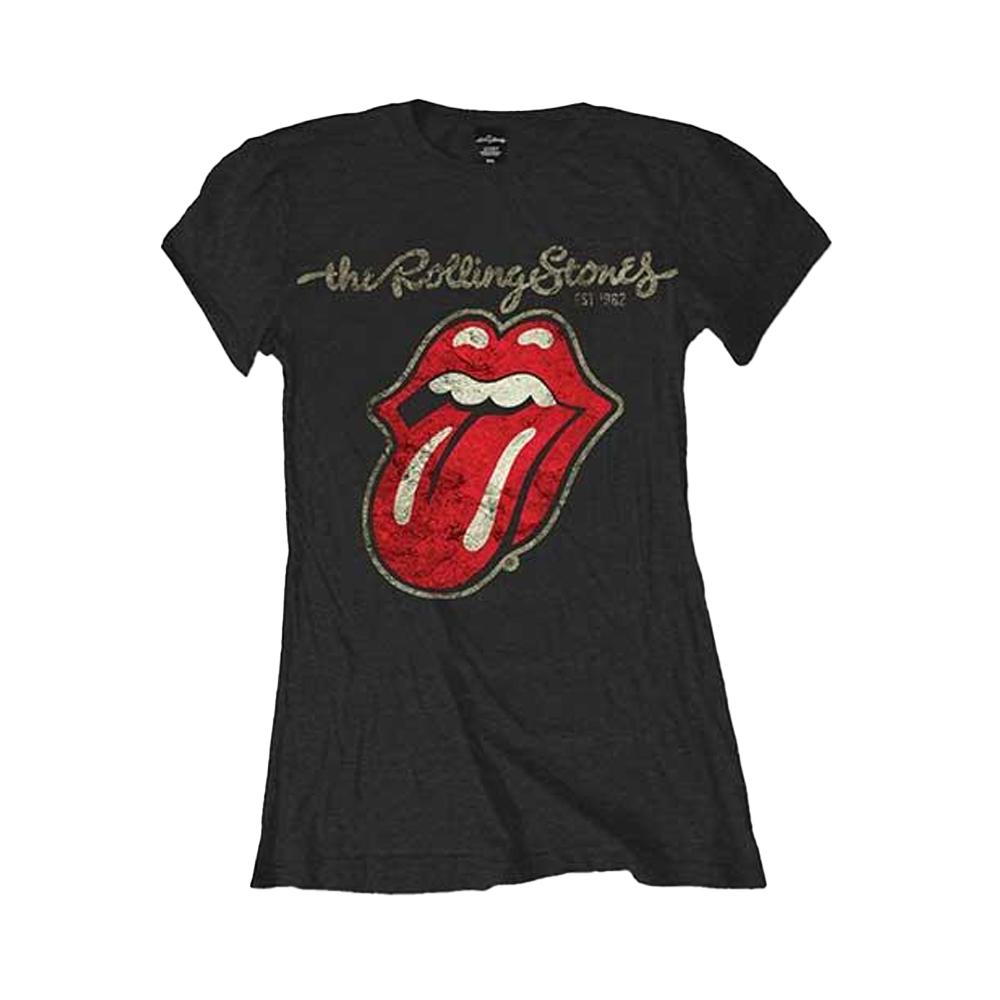 The Rolling Stones Damen/Damen Baumwoll-T-Shirt mit aufgemalter Zunge