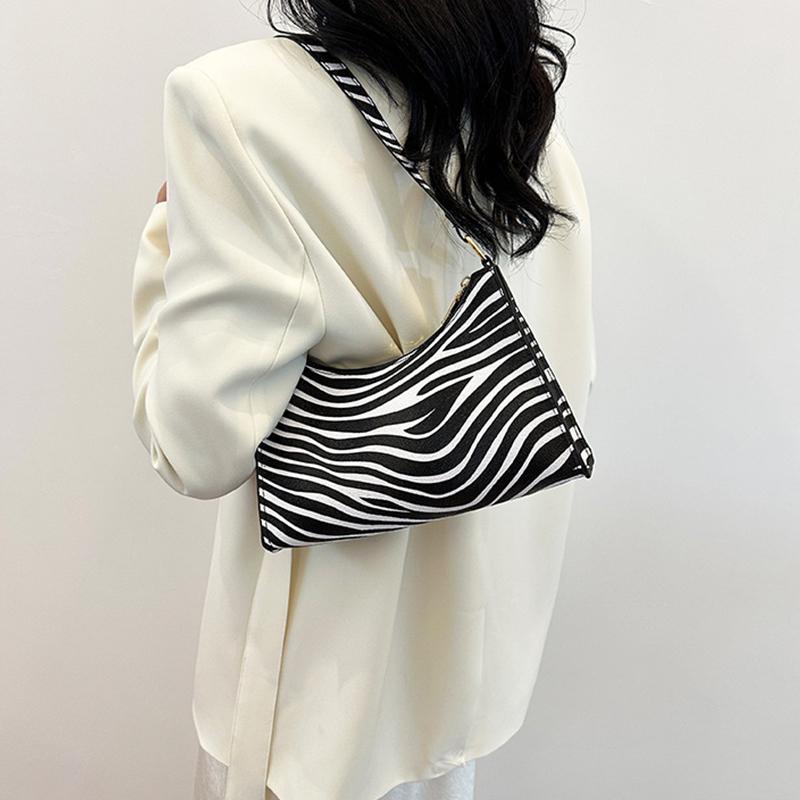Fashion Zebra Leopard Print Women Handbag PU Leather Underarm Shoulder Bags Female Daily Totes Purse