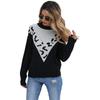 Vintage Fashion Elegant Casual Autumn and Winter Women's Leopard Print Color Collision Long-sleeved Lazy Wind Sweater
